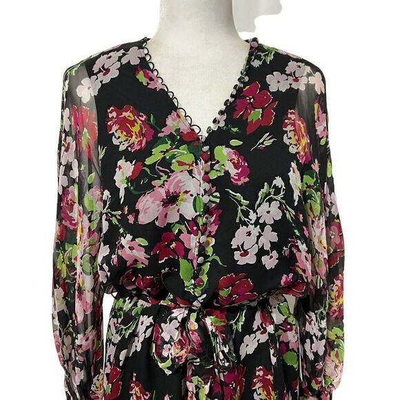 *EQUIPMENT* Large New w Tags Women's Semi Sheer Long Sleeve Button-Down Floral D - Picture 4 of 16